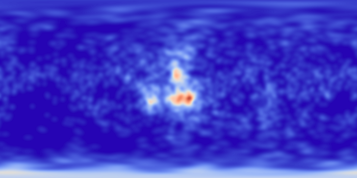 Human visual saliency map for the same panoramic scene